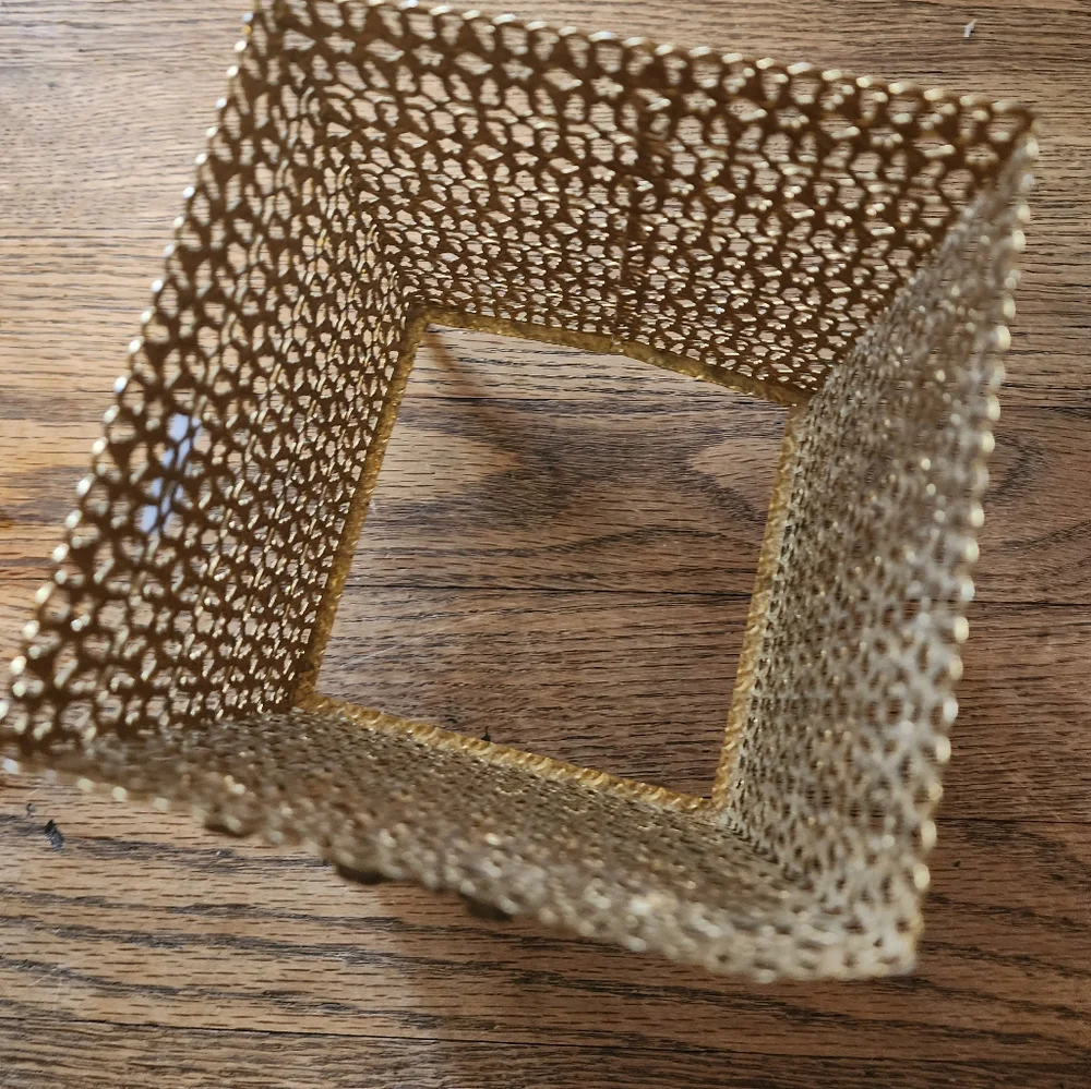 Vintage Gold Filigree Tissue Decorative Vanity Top Box Square Hollywood Regency